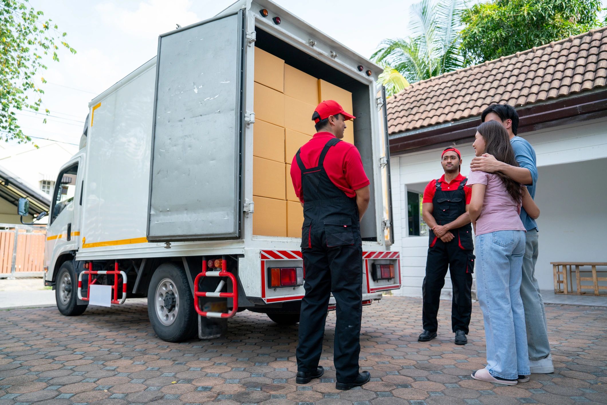 Transportation support team assisting with delivery operations